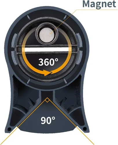 Miniatura 3 de POWERTEC Herramienta de verificación cuadrada de cinta métrica, adaptador de esquina magnético de 360° con cabezal giratorio para cinta métrica