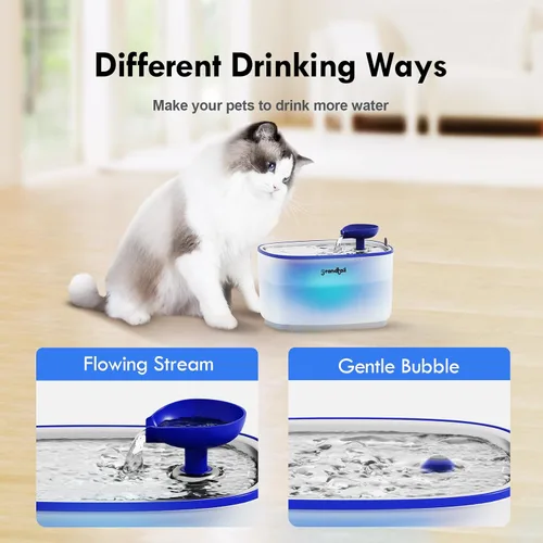 Miniatura 9 de Fuente de agua para gatos de acero inoxidable, dispensador de agua para perros con bomba inalámbrica, dispensador de agua para gatos de 101 oz/3 L