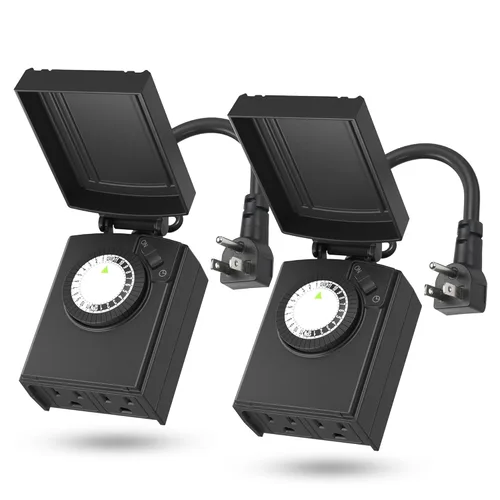 Miniatura 13 de BN-LINK Temporizador de luz mecánico para exteriores de 24 horas, impermeable, resistente, 15 A 1/2 HP, 1 toma de temporizador con conexión a tierra