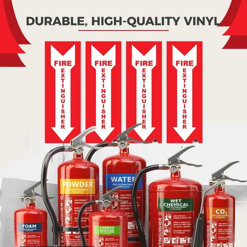 Miniatura 5 de Calcomanías prémium para extintor de incendios [4 unidades] – Vinilo adhesivo permanente extrema protección UV resistente a la intemperie – Uso