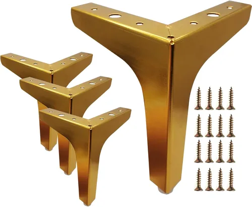 Miniatura 5 de Juego de 4 patas de metal para muebles de 4 pulgadas, patas triangulares modernas, color negro mate para sofá, armario, sofá, silla, otomana