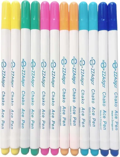 Juego de 12 bolígrafos de tela borrables con agua, 6 colores para costura, bordado y trazado de bricolaje