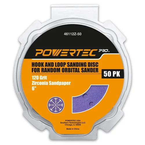 Miniatura 13 de POWERTEC PRO 45900C-45 - Disco de lijado surtido de 9 agujeros de 5 pulgadas, grano 80/120/220, discos de respaldo de gancho y bucle de cerámica