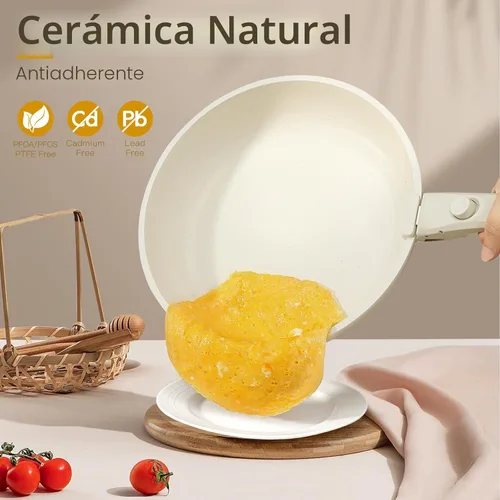 Miniatura 3 de GiPP Juego de ollas y sartenes de cerámica antiadherentes, antiadherentes con mango desmontable, saludable y no tóxico, sin PFAS PFOA y PTFE, apto