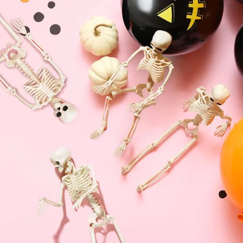 Miniatura 5 de CAMIRUS Paquete de 5 decoraciones de esqueleto de Halloween, mini esqueletos de cuerpo completo de 16 pulgadas con articulaciones articulables