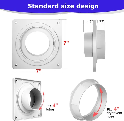 Miniatura 3 de Kit de Conector de Ventilación para Secadora Senshare, Placa de Pared para Ventilación de Secadora con Conexión y Desconexión Rápida, Kit