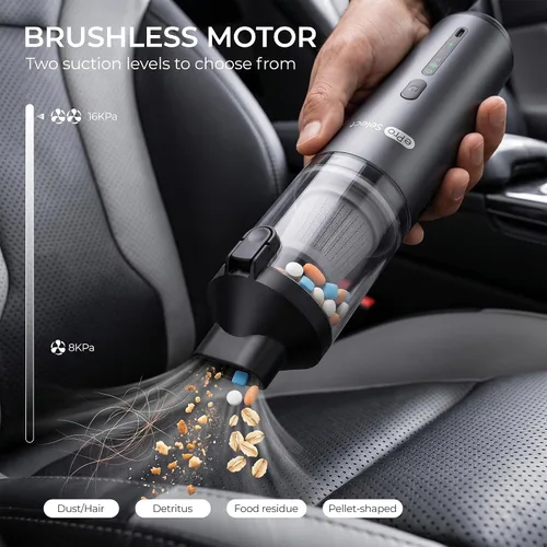 Miniatura 4 de Aspiradora de mano, EV1396 inalámbrica de 100 W, 16000 Pa, fuerte succión con tiempo de funcionamiento de 14 a 24 minutos, diseño de boquilla