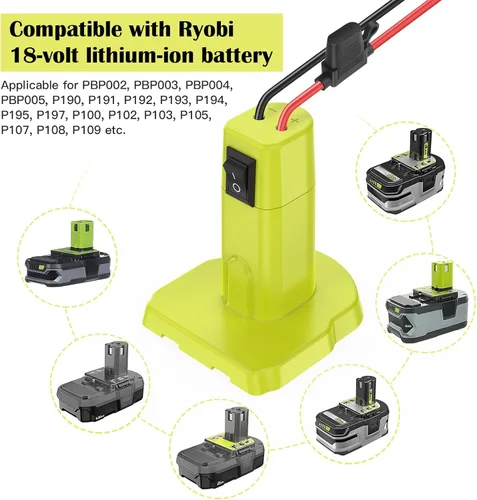 Miniatura 4 de Adaptador de ruedas eléctricas para Ryobi Adaptador de batería de 18 V, kit de convertidor de batería con fusible, interruptor y conector de arnés