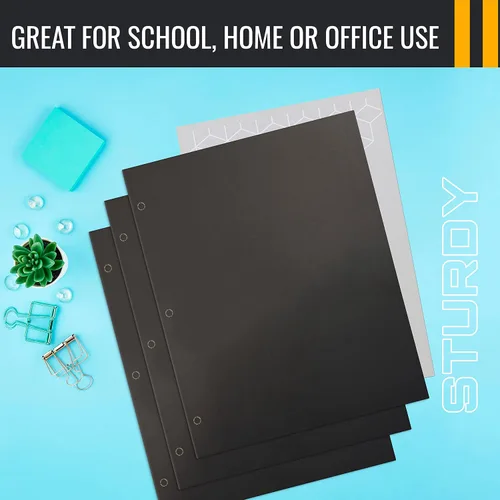 Miniatura 6 de Better Office Products Carpetas portafolio de dos bolsillos, paquete de 50 unidades, color negro, carpetas de papel tamaño carta, 50 piezas