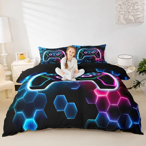 Miniatura 25 de Erosebridal Sports Duvet Cover Football Patchwork Bedding Sets, Geometric Ball Pattern Bed Cover Rugby Game Bed Set Twin