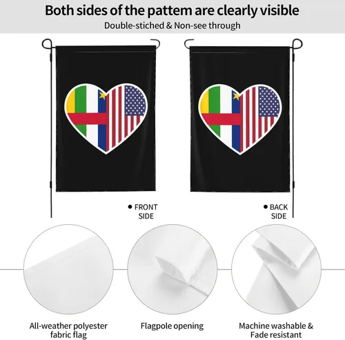 Miniatura 6 de I Love America And The Central African Republic Garden Flag 12.5"x18" Inch Double Sided Garden Flags Home Lawn Outdoor Decor Flags Party Banner