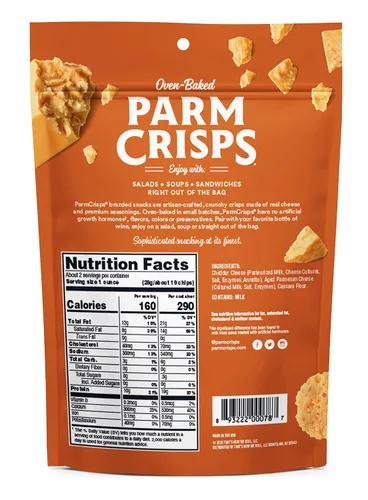 Miniatura 2 de ParmCrisps - Galletas crujientes de queso cheddar, hechas simplemente con queso 100% REAL Snacks keto saludables, bajos en carbohidratos, altos