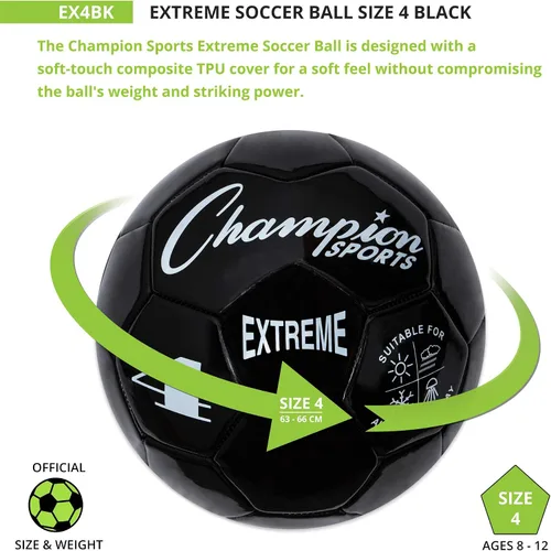 Miniatura 3 de Champion Sports Extreme Series - Balón de fútbol – Tamaños 3, 4, 5, tacto suave, para todo clima, alta retención de aire, pelotas de liga