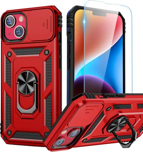 Miniatura 39 de Goton Funda para iPhone 14 Plus con Protector de Pantalla - Funda con Cubierta Deslizante para Cámara con Soporte de Anillo, Resistente de Grado
