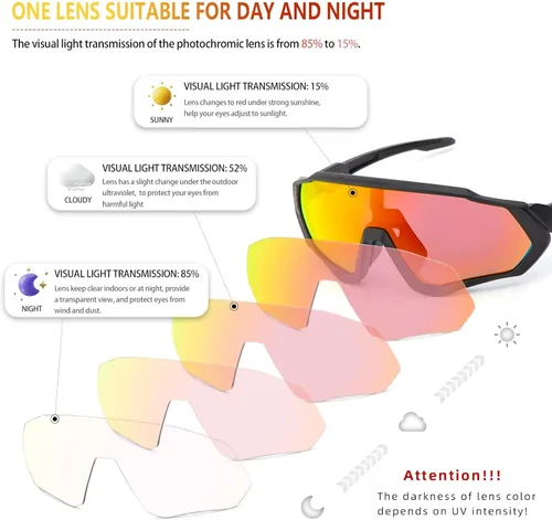 Miniatura 5 de KAPVOE Gafas de ciclismo fotocromáticas para hombres y mujeres, gafas de sol para bicicleta de montaña MTB, para bicicleta de montaña Clear - K9408
