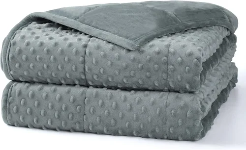 Miniatura 12 de Alomidds Manta con peso (48"x72", 20lbs tamaño Twin - Verde), mantas con peso para adultos, refrescante, transpirable, suave y cómoda Minky, manta A