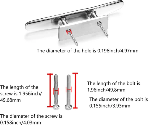 Miniatura 6 de Stainless Steel Boat Cleats 4"/5"/6", Marine Dock Cleats, Heavy Duty 316 Stainless Steel, Mirror Polished, Curtain Tie, Hook, Include Installation