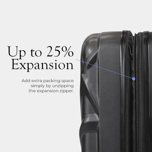 Miniatura 5 de AMKA Juego de equipaje giratorio extensible Gem Hardside, Negro -, Spinner de mano extensible Hardside con estuche cosmético incluido