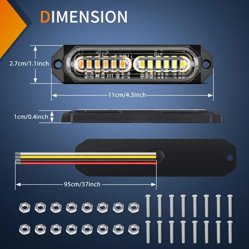 Miniatura 2 de Nilight 8 piezas de luces estroboscópicas LED 12 LED ámbar blancas, luz de emergencia 12 V 24 V, luz de advertencia de peligro con función