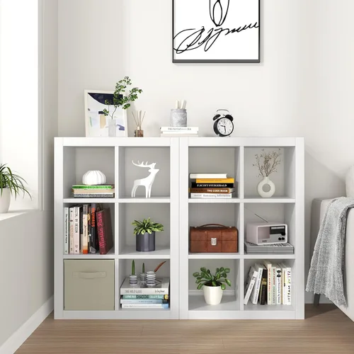 Miniatura 35 de furtble Estantería organizadora de almacenamiento de 8 cubos, moderna estantería abierta de madera, estante de exhibición multifuncional para sala