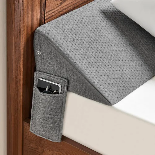 Miniatura 11 de IFNOW Almohada de cuña de cama de tamaño individual (40 x 6 x 10 pulgadas) para cabecero, relleno de espacio de colchón (0-8 pulgadas), cuña de cama