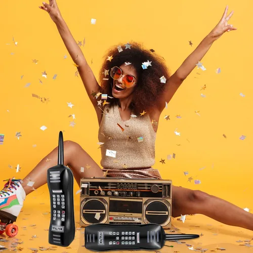 Miniatura 4 de Chivao 4 piezas inflables para teléfono de los años 80 y 90, decoraciones de fiesta retro inflables para teléfonos celulares celulares falsos