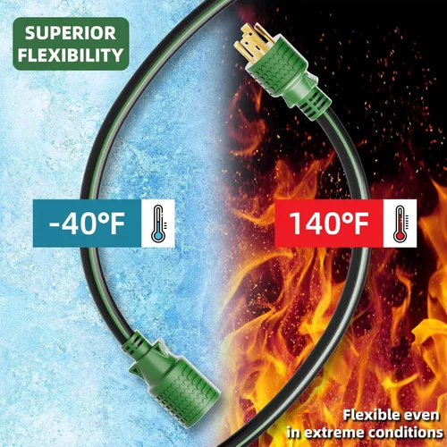 Miniatura 4 de Cable de extensión generador de 4 clavijas de 30 amperios de 10 pies, NEMA L14-30P/L14-30R, 125/250 voltios hasta 7500 vatios, cable de alimentación