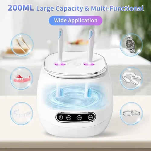 Miniatura 4 de Nueva máquina limpiadora de retenedores ultrasónicos, cápsula de limpieza dental de 45 khz para dentaduras, alineadores, protectores bucales