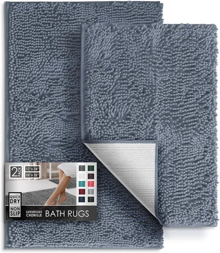 Miniatura 81 de Hearth & Harbor Alfombras de baño, tapete de baño de chenilla - Alfombras de baño lavables a máquina para baño con respaldo antideslizante de goma