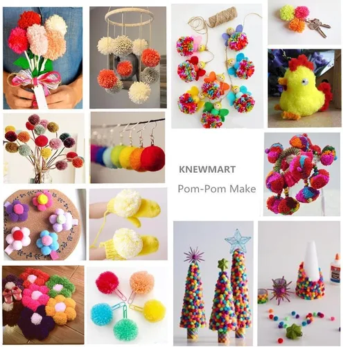 Miniatura 5 de Juego de herramientas para hacer pompones Knewmart de 4 tamaños para hacer bolas esponjosas tejidas y decorar tejidos en lana