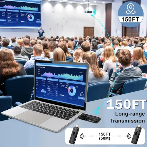 Miniatura 8 de Beyn - Transmisor y receptor inalámbrico HD, pantalla LED mejorada 2026, decodificación 4K y salida de 1080P, extensor inalámbrico HD Plug and Play