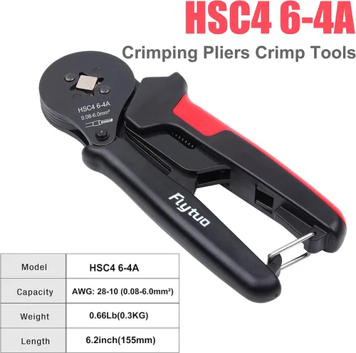 Miniatura 2 de Herramienta de crimpado de virola de alambre para AWG28-10, mini HSC8 6-4A autoajustable con trinquete para terminales de cables y fundas