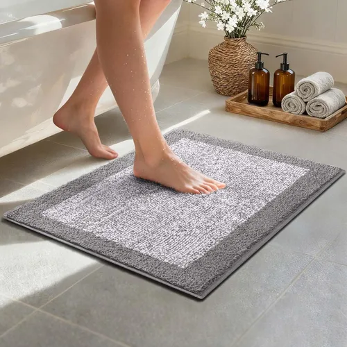 Miniatura 14 de Alfombras de baño de 17 x 24 pulgadas, antideslizantes, lavables, color gris, para bañera, tapete de baño para baño, tapete suave y absorbente