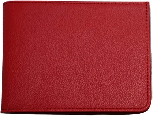 Miniatura 3 de Juego de 2 billeteras de cuero RFID para tarjetas de crédito mágicas delgadas para hombres (rojo brillante)