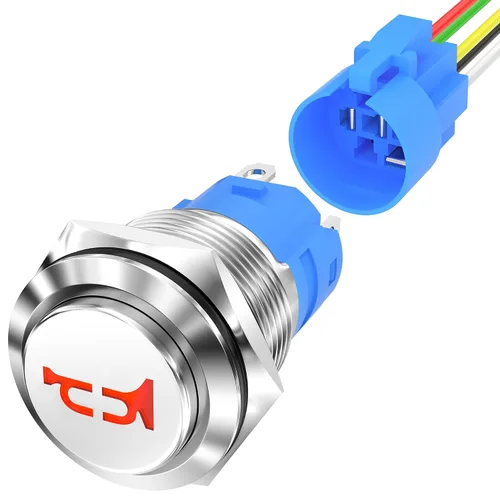 Miniatura 7 de Interruptor de botón de claxon DaierTek 12 voltios botón momentáneo de presión botón de claxon de aire de 12 V interruptor de altavoz LED acero