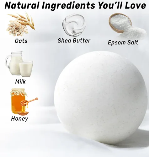 Miniatura 3 de Bombas cremosas de baño de burbujas de colágeno con aceites esenciales de leche de avena, miel, regalo de baño de lujo, nutrición para la piel seca