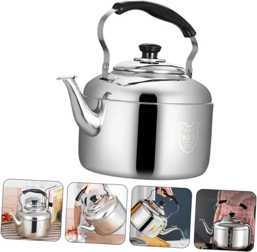 Miniatura 2 de Luxshiny Hervidor de té silbante de acero inoxidable, caldera de agua de 6 L, tetera de gran capacidad con mango antiquemaduras para el hogar