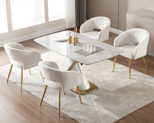 Miniatura 3 de KCC Juego de 2 Sillas de Comedor de Acento Moderno, Sillas de Comedor Tapizadas en Terciopelo con Respaldo Hueco, Sillas de Cocina Acolchadas Sillas