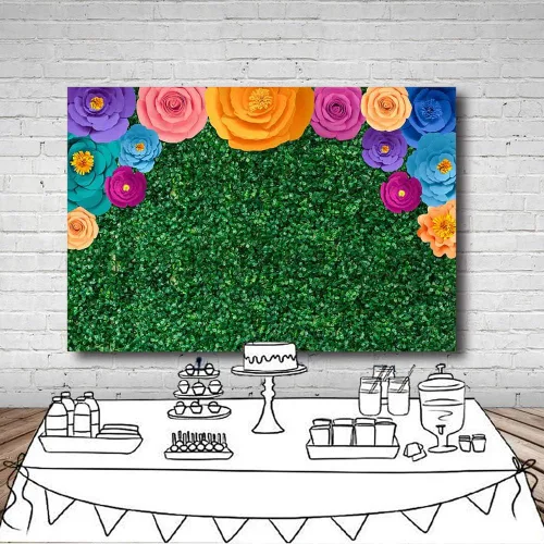 Miniatura 5 de MEHOFOND Pancarta de fondo para fiesta temática mexicana, festival mexicano, cumpleaños, decoración de fiesta, hojas verdes, fondo de fotografía