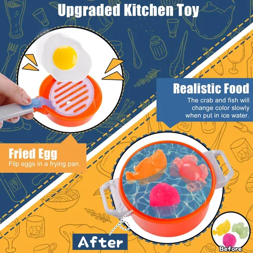 Miniatura 6 de Juego de cocina para niños pequeños, juego de cocina para niños pequeños, juguetes para niñas con estufa de cocina, vapor, fregadero y alimentos