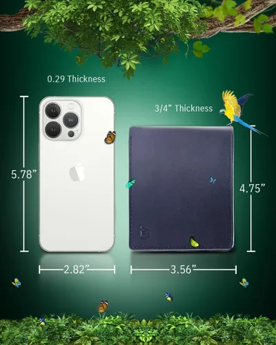 Miniatura 4 de Billeteras plegable de cuero vegano para hombres libre de crueldad no cuero para hombre con ventana de identificación RFID regalos para él