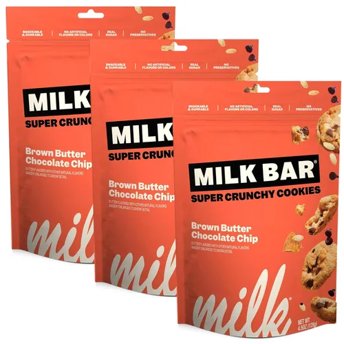 Milk Bar Crunchies | Galletas crujientes del tamaño de un bocado sin sabores artificiales ni conservantes | Paquete de 3, bolsas de 4.5 onzas (4.5