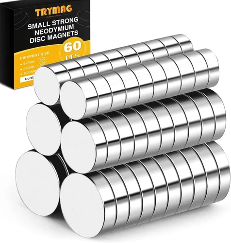 Miniatura 13 de TRYMAG 60 unidades de imanes de neodimio pequeños para refrigerador de tierras raras de 10 x 2 mm, imanes redondos pequeños multiusos en miniatura