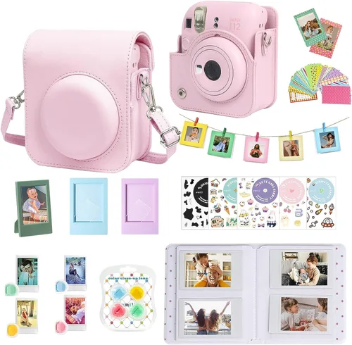 Kit de accesorios para funda Fujifilm Instax Mini 12 para cámara instantánea + álbum para mini película de 3 pulgadas + filtros de color + álbum de