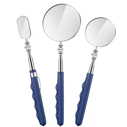 Miniatura 7 de Copkim 3 piezas de espejo de inspección telescópico de acero inoxidable extensible con mango largo para técnicos, mecánicos, contratistas