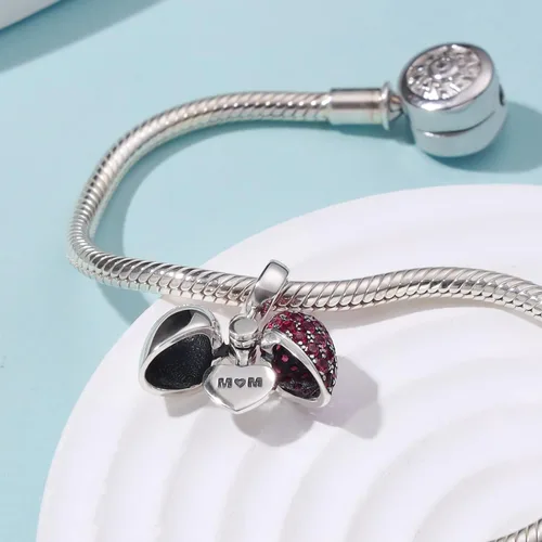 Miniatura 3 de SOUKISS Abalorios colgantes de plata de ley 925 con diseño de corazón de amor para Pandora, pulsera y collar