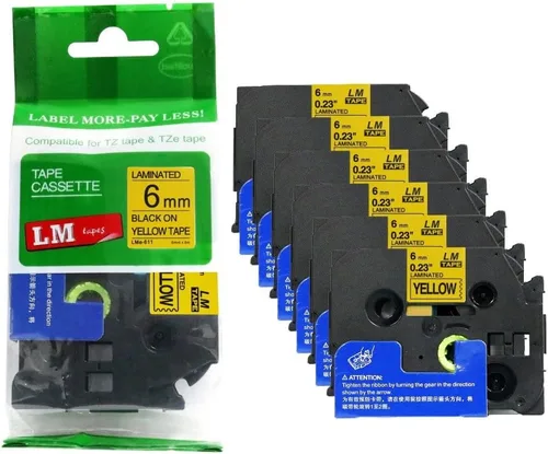 Miniatura 49 de Paquete de 1 unidad LM Tapes LMe511 Premium de 1/4 de pulgada con impresión negra en etiqueta azul compatible con Brother TZe-511 P-Touch, incluye