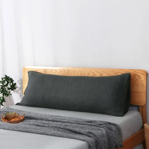 Miniatura 29 de S VICTORY SYMBOL Juego de 2 fundas de almohada de lino 100% a rayas, hilo de lino orgánico natural francés teñido en beige a rayas, King 20"x40