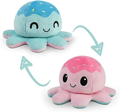 Miniatura 19 de TeeTurtle - El Peluche de Pulpo Reversible Original - Azul Claro + Azul Oscuro - Lindos Animales de Peluche Sensoriales Fidget Que Muestran Tu