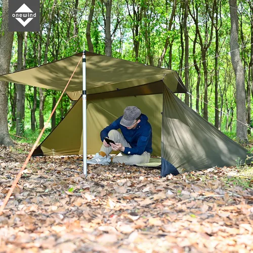 Miniatura 8 de onewind Refugio, juego de lona de campamento incluye refugio de emergencia, BugNet y huella de tienda, nailon Ripstop con revestimiento de Juego